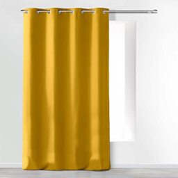 Douceur d'Intérieur Absolu Microfibre Curtain with Eyelets, Plain, Polyester, polyester, mustard yellow, 280 x 140 cm