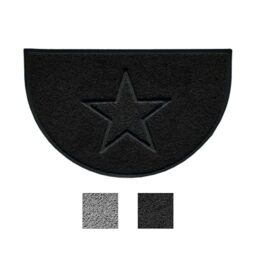 Nicoman Star Shape Embossed Entrance Door Mat Non Slip Dirt Trapper PVC Spaghetti Mat with Rubber Base, Jet Washable Quick Drying Doormat Watertight Indoor or Outdoor - (Half-Moon, Black, 70 x 44cm)