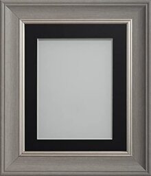 Frame Company Drummond Range Gunmetal Grey 16x12 inch Picture Photo Frame with Black Mount for Image 14x10 inch * Choice of Sizes* Fitted with Real Glass