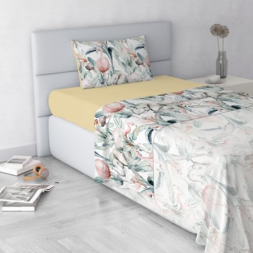 Danny Fashion Bed Sheet Set, Made in Italy, Soft Microfibre Bed Set, Fitted Sheet, Top Sheet 180 x 270 cm and Pillowcase with Inner Flap, Queen Size