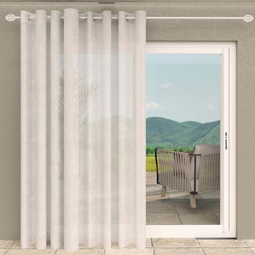 Soleil d'ocre, Celia White Eyelet Curtains for Bay Window 280 x 250 cm