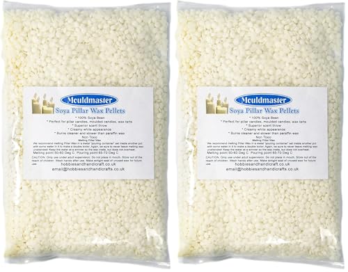 Mouldmaster Soy Pillar Candle Wax pellets 100g, SOYA, Cream/Off White, 20 x 10 x 1 cm (Pack of 2)