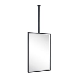 TEHOME Ceiling Mount Mirrors for bathrooms Suspend Black Metal Framed Rectangle ceil Mount Mirror for a Window Vanity with Adjustable Hanging Rod, Mirror Measures 20x30''