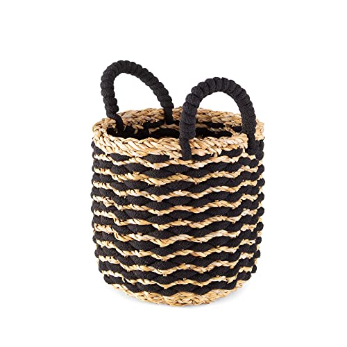 Compactor Flora Seagrass Storage Basket S, Dia 20 x 20 cm, Black/Brown