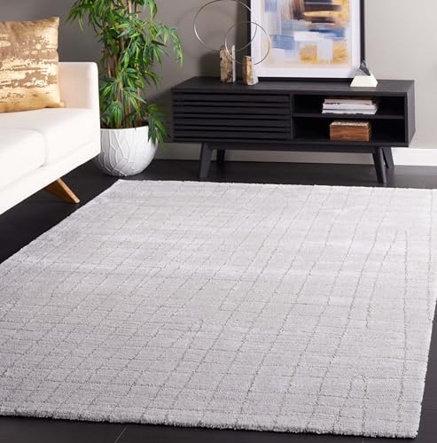 Safavieh Neptune Collection Geometric Rug for Living Room Dining Room Bedroom Short Pile Light Grey 48 X 72 Inch