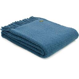 Tweedmill Textiles Throw Blanket -100% Pure New Wool - British Made - Wafer Ink Blue