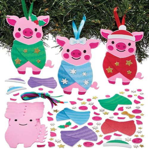 Baker Ross Pigs in Blankets Mix & Match Decoration Kits - Pack of 8, Pigs in Blankets Craft, Foam Decoration kit