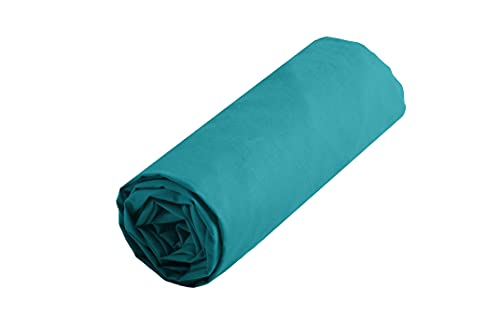 STOF - Fitted Sheet - Size 90 x 190 cm - 100% Cotton - Colour Blue - Alicia Model - Soft and Comfortable for a Cosy Nest - Oeko-TEX Certified