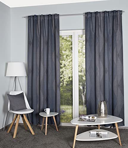 Home WOHNIDEEN Jaro Printed Blackout Curtain with 10 cm Combination Band Colour: Blue Size: 245 x 135 cm Quantity: 1