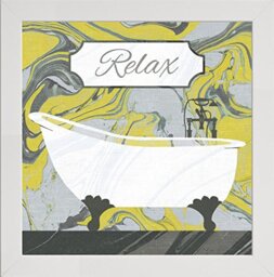 Frame Company Watson Range Marbled Bath I Yellow Gray by Wild Apple Portfoilo, Frame - 10 x 10 Inches, White