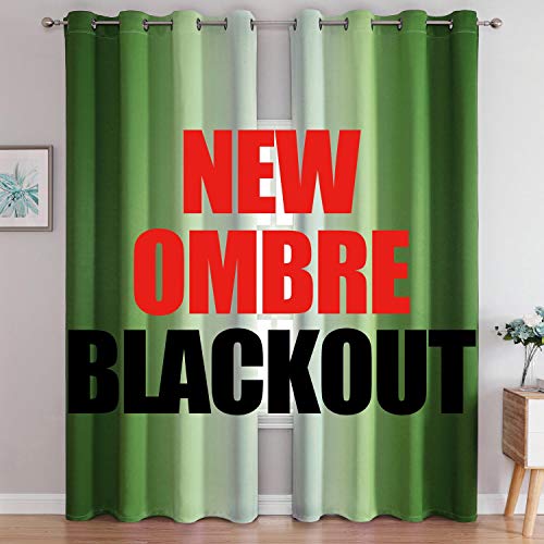 G2000 Blackout Curtains & Drapes for Bedroom Living Room 95 Inches Long Green and Greyish White Room Darkening Window Treatments Ombre Thermal Insulated Light Blocking Grommet Backdrop 2 Panels Set