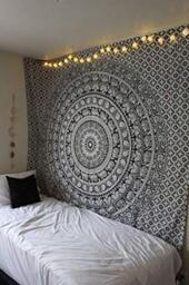 Popular Bohemian Hippie Wall Hanging - Black and White Mandala Tapestry Art for Dorm, Beach, Boho Bedspread