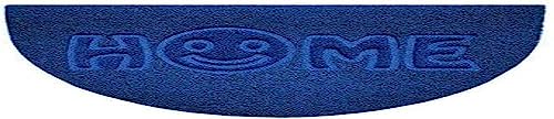 Nicoman Embossed Halfmoon Half Circle Door Mat Dirt-Trapper Jet-Washable Doormat 70x44cm (Blue, HOME SMILEY FACE Shape) - Use on Carpet ONLY