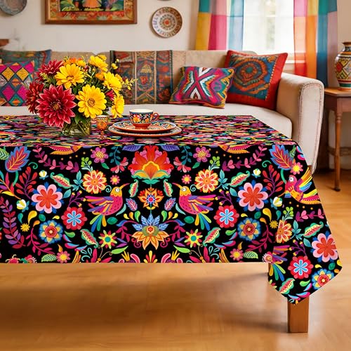 Arquiel Mexico Tablecloth Waterproof, Cinco de Mayo Table Cloth Rectangle Stain Resistant, Washable Table Cover for Home Kitchen Dining Party Decoration (60??104 Inch)