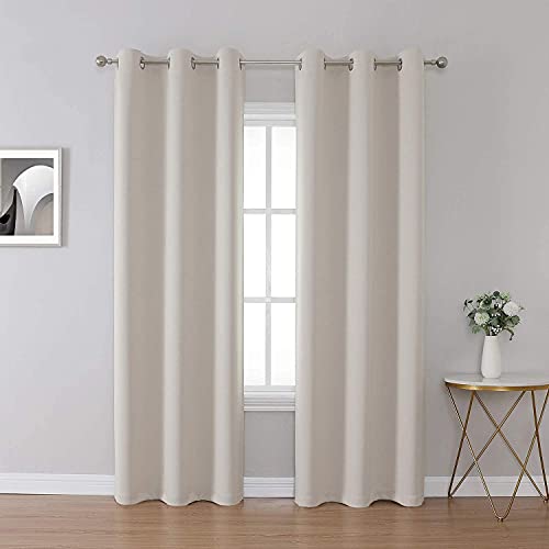 Upcortinassi, 1 Panel Fire Retardant Blackout Curtains for Schools, Classrooms, Dormitories, Kids Rooms, Home, Light Beige