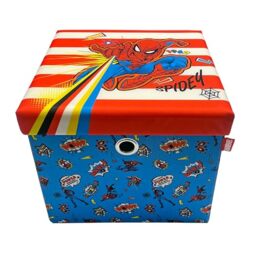 Disney Spider-Man Foldable Ottoman Storage Box, Square Toy Chest Box with Lid for Kids, Foot Stool, Can Hold up to 30kg