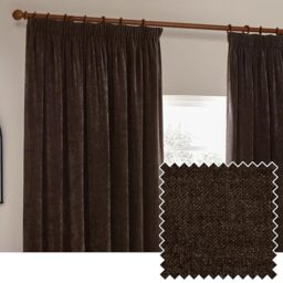 Yard Heavy Chenille Pencil Pleat Curtain Pair (Brown, 229 x 229 cm)
