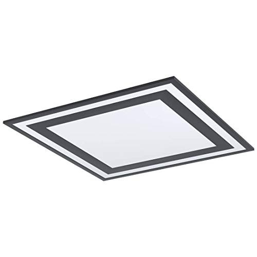 EGLO Savatarila LED Ceiling Light, 1 Bulb Ceiling Light, Modern Living Room Lamp, Kitchen Lamp Made of Aluminium and Plastic, Hallway Lamp Ceiling in Black, White, L x W 59.5 cm