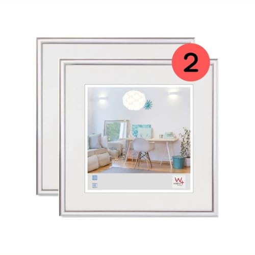 walther Design Picture Frame Silver 30 x 30 cm Twin Pack, New Lifestyle Plastic Frame KV330SD