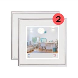 walther Design Picture Frame Silver 30 x 30 cm Twin Pack, New Lifestyle Plastic Frame KV330SD