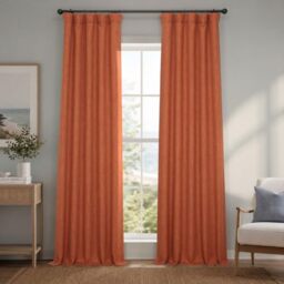 HPD Half Price Drapes Faux Linen Room Darkening Curtains - 108 Inches Long Luxury Linen Curtains for Bedroom & Living Room (1 Panel), 50W X 108L, Desert Orange