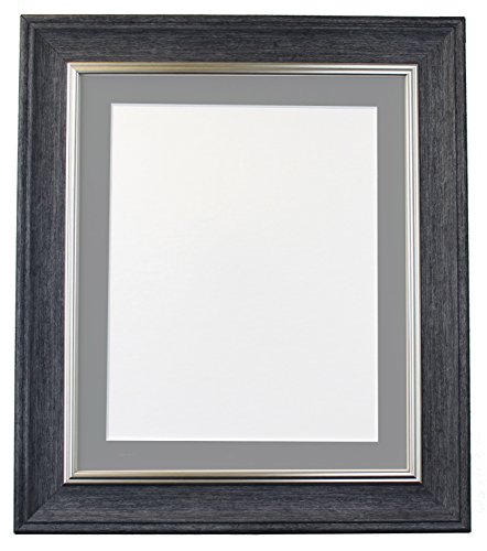 Scandi Vintage Charcoal Grey Picture Photo Frame With Dark Grey Mount 40 x 50 cm Image size A3