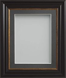 Frame Company Emson Black Picture Photo Frame with Grey Mount - 16x12 for pic size 12x10 *Choice of Sizes* Fitted with Real Glass