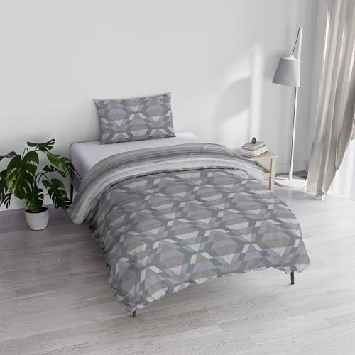 Athena Duvet Cover Set with Printed Bag and Pillowcases, BELEK GREY, Single