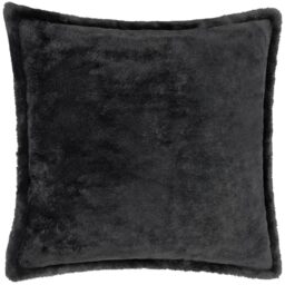furn. Kallu Faux Fur Polyester Filled Cushion – Soft Fluffy Decorative Cushion with Oxford Edge (Black - 45x45cm)