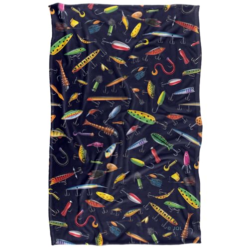 Jq Licensing Fishing Lures Pattern Silky Touch Super Soft Throw Blanket 91 x 147 Cm