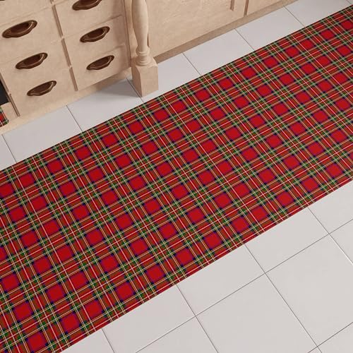 PETTI Artigiani Italiani - Christmas Kitchen Rug, Christmas Kitchen Runner, Non-Slip and Washable Christmas Kitchen Rug, 52x180 cm Tartan Christmas Rug, Made in Italy