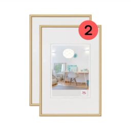 walther design Picture Frame Gold 40 x 50 cm Twin Pack, New Lifestyle Plastic Frame KV050GD