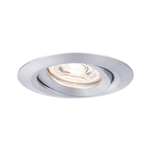 Paulmann LED Downlight Nova Mini Coin Single Light Swivelling Round 66mm 15° Coin 4W 310lm 230V 2700K Turned Aluminium 94296