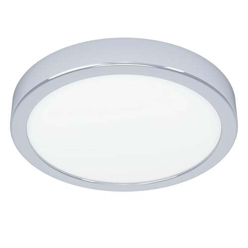 Eglo Connect.z Smart-Home LED Bathroom Ceiling Light Fueva 6-Z, Ø 21.1 cm, ZigBee, Matter, app and Voice Control Alexa, Warm to Cool White, RGB, dimmable lamp, Chrome, IP44