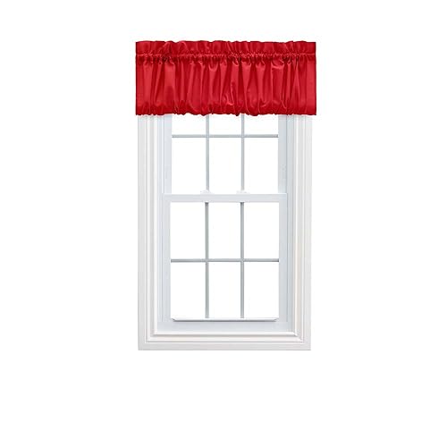 "Ellis Curtain Stacey Sheer Balloon Valance, 60"" x 15"", Red"
