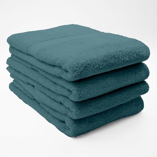 Douceur d'Intérieur, Elegance Set of 4 Shower Towels (70 x 130 cm) Terry Cloth Plain Blue