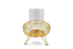 SUD IMPORT Gold CANDLE HOLDER 21 cm, Mix, Normal