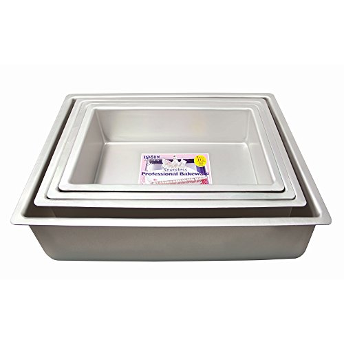 PME OBL12153 Aluminium Oblong Cake Pan 12 x 15 x 3-Inch Deep Silver - Aluminium Oven-Safe Bakeware for Even Heat & Smooth Edge Cakes - Layered, Tiered, Sheet & Sponge Bakes for Cake Decorations