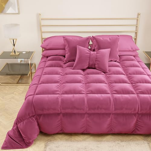 PETTI Artigiani Italiani - Soft and Warm Velvet Duvet 350 g/m², Double Sided, Fuchsia, 220 x 260 cm, Made in Italy