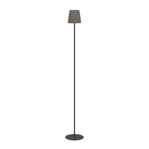 Eglo Fiorana Floor lamp, Minimalist Corner Standing Black Light with lampshade in Cappuccino and Gold, Living Room lamp E14 Socket, Height 140.5 cm