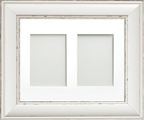 Frame Company Brooke Range 14 x 11 Inches Antique White Picture Photo Frame with White 2 Aperture Mount for Image Size 7 x 5 Inches, Portrait