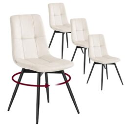 VASAGLE Swivel Dining Chairs, Velvet Ergonomic Chairs with Metal Legs, 360° Rotation, Set of 4, 43 x 52 x 83 cm, for Living Room, Office, Light Beige, Tyra Collection KDC198L102