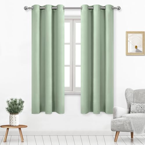 DWCN Light Green Blackout Curtains for Windows 42x72 inches Long, 2 Light Green Curtain Panels for Living Room,Bedroom,Dining Room, Kitchen