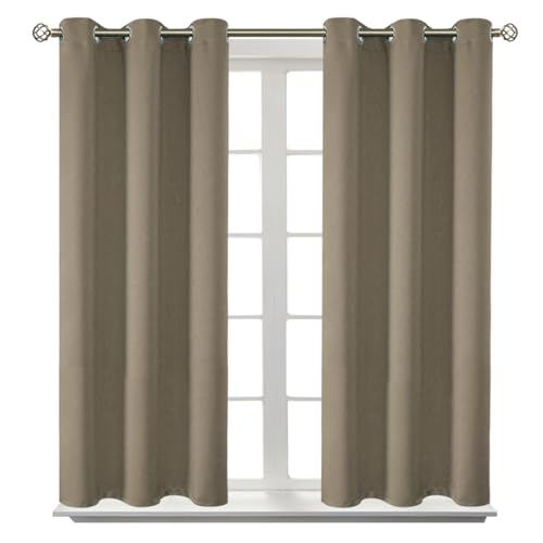 BGment Room Darkening Curtains 45 Inches Long - Grommet Thermal Insulated Drapes Window Treatment Curtains for Bedroom, 2 Panels, 38 x 45 Inch, Cocoa