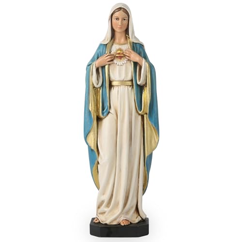 "BC Catholic Immaculate Heart of Mary Figure, Virgin Mary Statue, Blessed Mother for Home, Religious Gifts to Mom,Catholic Decor 6"" H Classical Renaissance sculpture Masterpiece by Buildclassic"