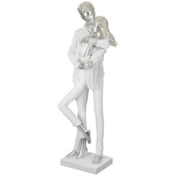 GILDE Together Resin Sculptures White Matt Metallic Finish Pair 46cm Tall 15cm Wide 13cm Deep