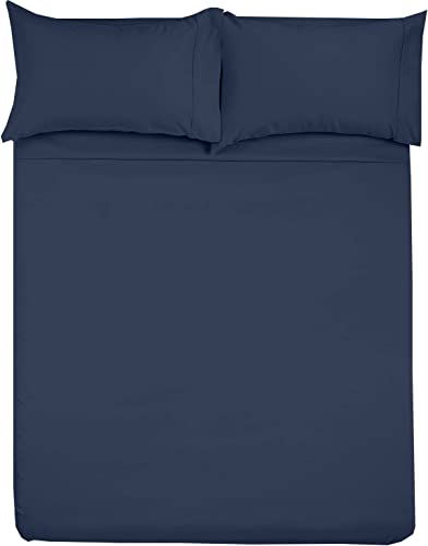 Shreem Linen Microfiber RV Sheet Sets, 60x80 Camper Queen, Navy Blue Solid - Fits Mattresses up to 8 Inches Deep, 4 Piece RV Bed Sheets for Campers, Motorhomes, and Travel Trailers