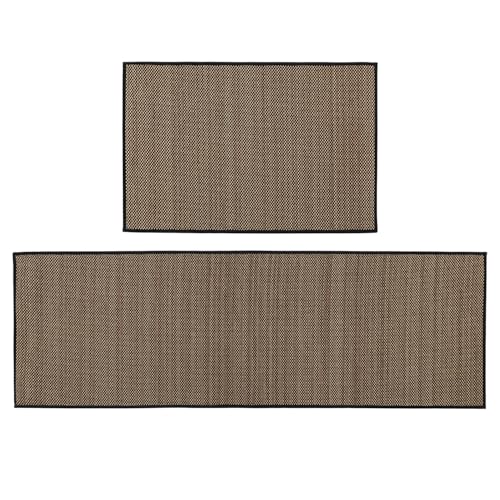 JVL Antarra Machine Washable Entrance Doormat and Runner Set - Black