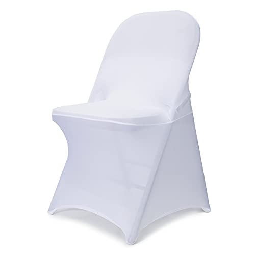 Babenest Spandex Folding Chair Covers - 30PCS Upgraded Universal Stretch Washable Fitted Chair Slipcovers Protector for Wedding, Holidays, Banquet, Party, Celebration (White)