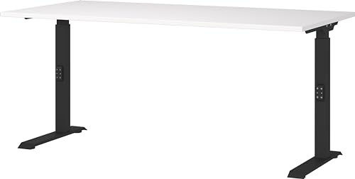 Germania Desk 7911-614, in white/black, me. height-adjustable, 160 x 91 x 80 cm (WxHxD)